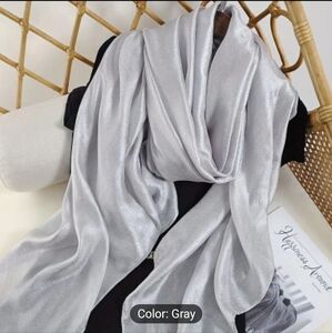 Scarf Women's Lightweight Chiffon Silklike Texture Silver Gray